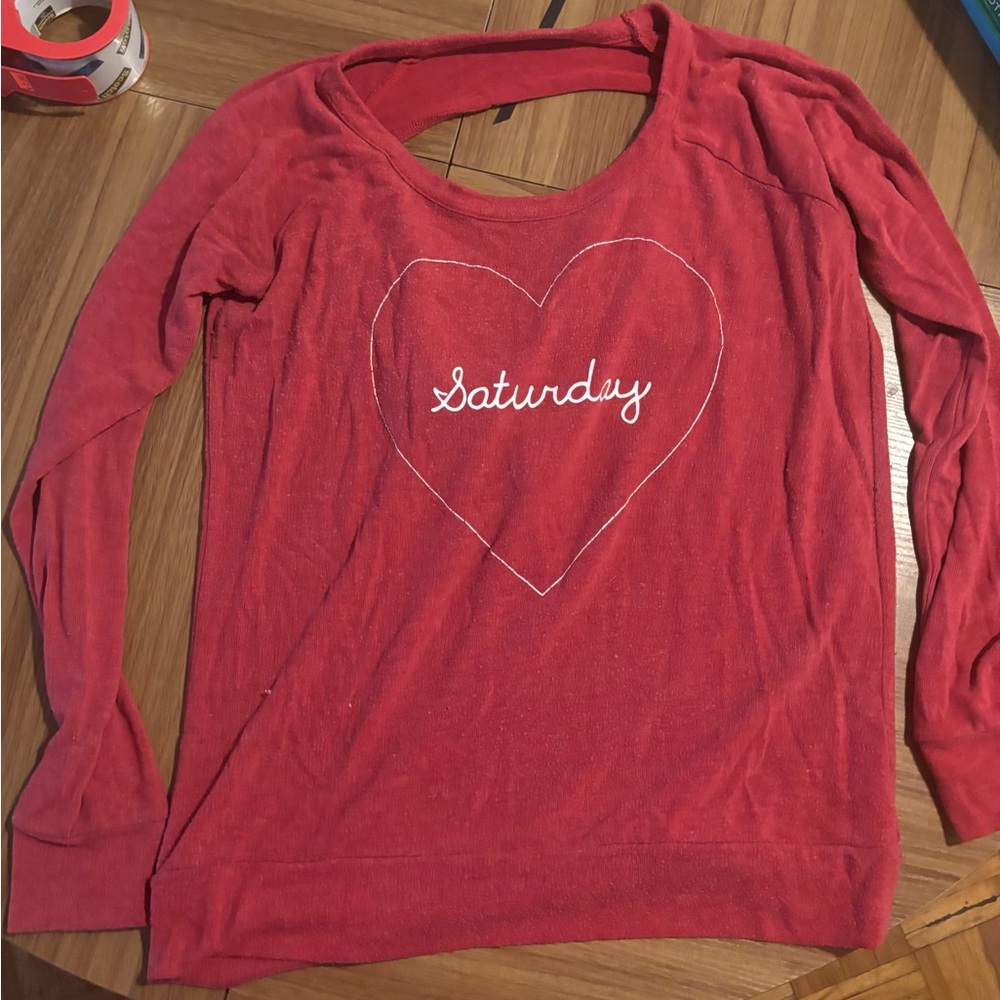 Chaser Red Heart Graphic Long Sleeve Tee